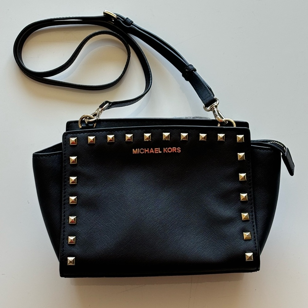 Michael Kors Saffiano Leather Studded Crossbody Bag